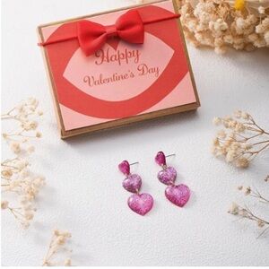 RARE love Pink Heart Drop Earrings - Women's Jewelry